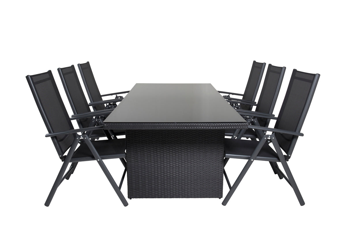 Padova matgrupp med Break positionsstolar 200x100 cm svart