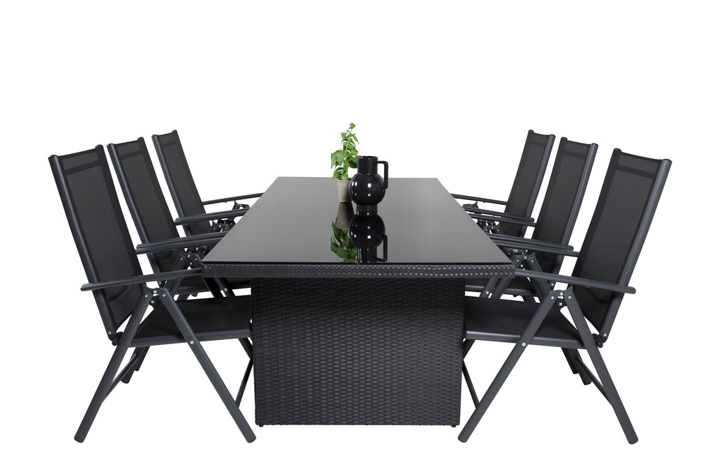 Padova matgrupp med Break positionsstolar 200x100 cm svart