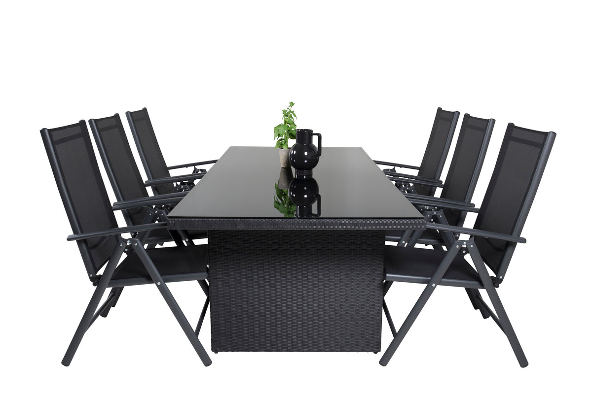 Padova matgrupp med Break positionsstolar 200x100 cm svart