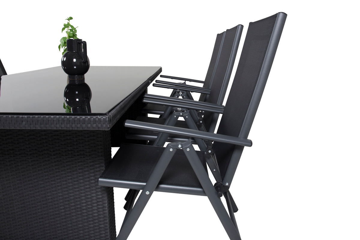 Padova matgrupp med Break positionsstolar 200x100 cm svart