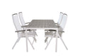 Break matbord vit aluminium/grå aintwood 150x90 cm med 5 Albany stolar vit