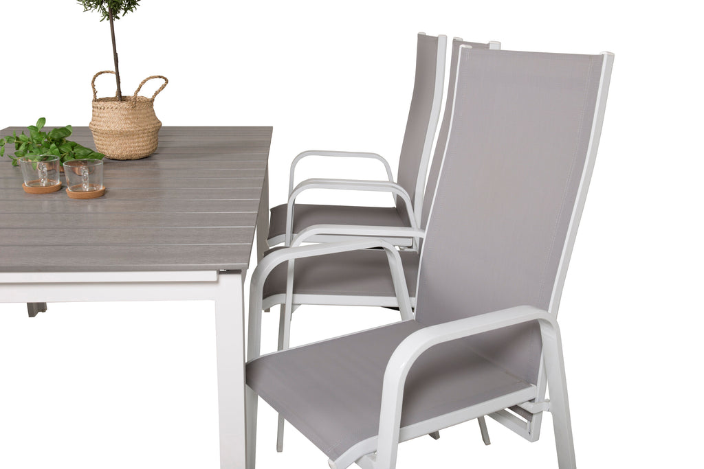 Levels/Copacabana matgrupp med 6 positionsstolar 160–240 cm vit/grå