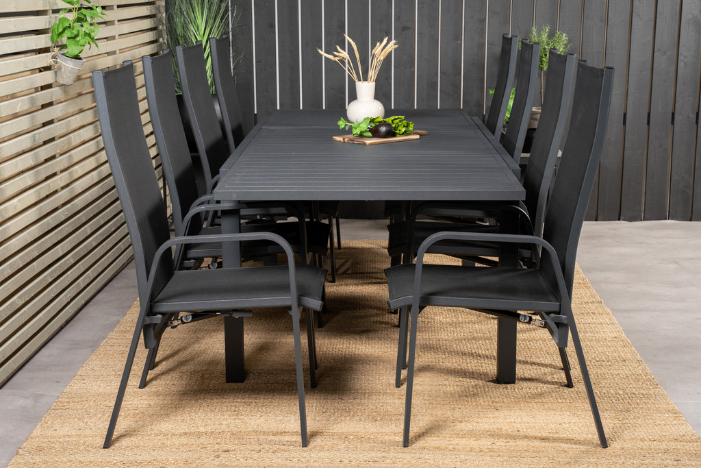 Marbella matgrupp med Copacabana stolar 160/240x100x75 cm svart