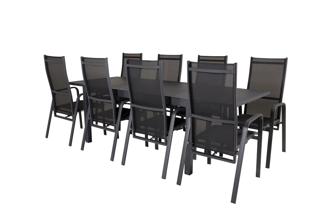 Marbella matgrupp med Copacabana stolar 160/240x100x75 cm svart
