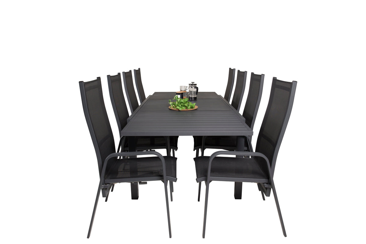Marbella matgrupp med Copacabana stolar 160/240x100x75 cm svart