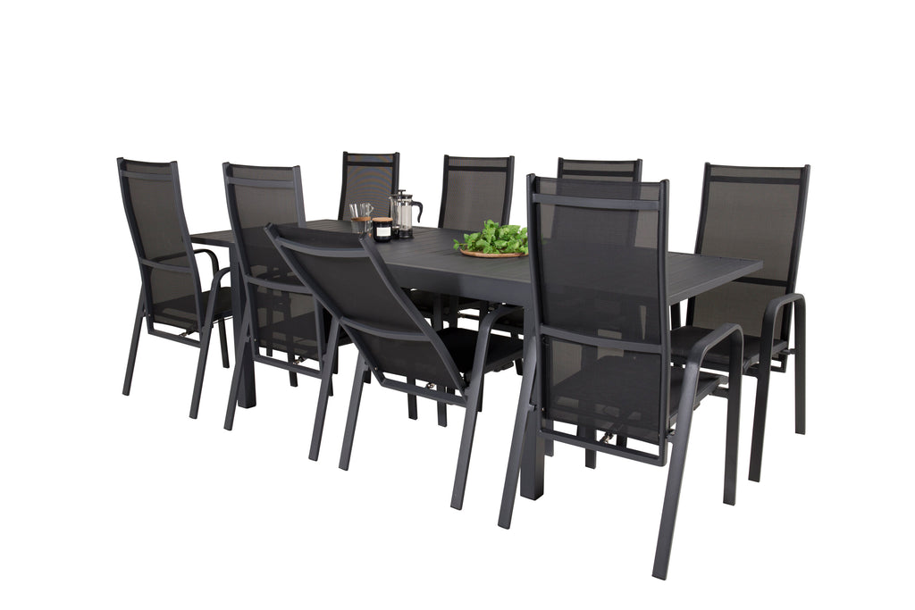 Marbella matgrupp med Copacabana stolar 160/240x100x75 cm svart
