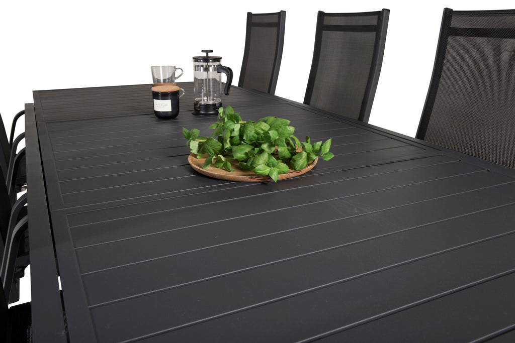 Marbella matgrupp med Copacabana stolar 160/240x100x75 cm svart