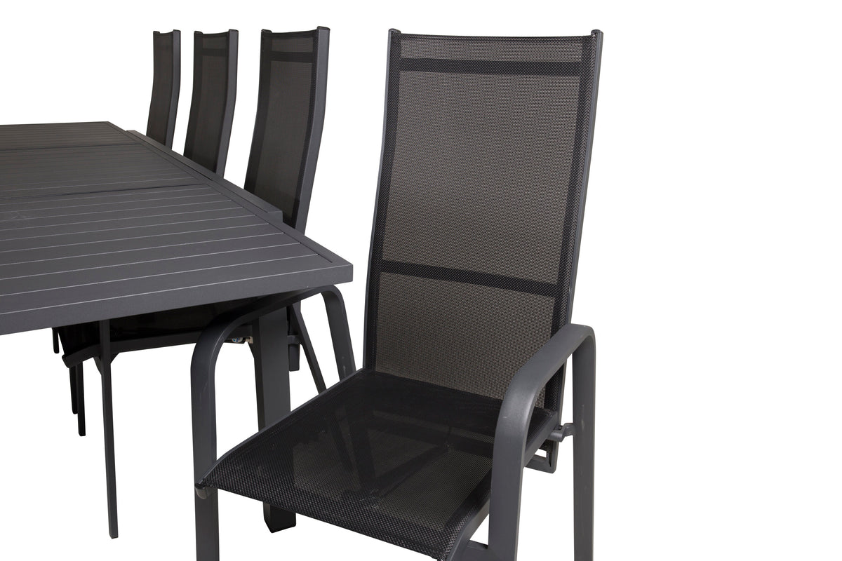 Marbella matgrupp med Copacabana stolar 160/240x100x75 cm svart