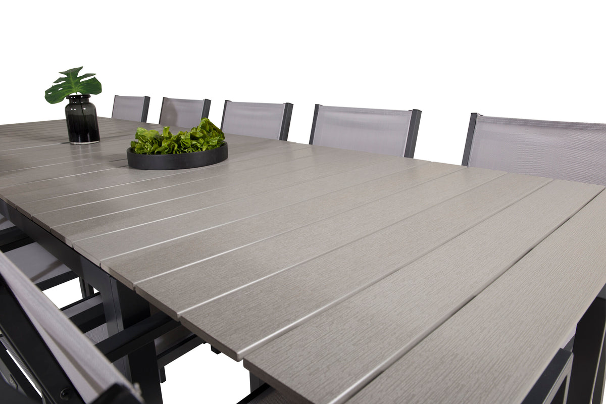 Levels matgrupp med Copacabana karmstolar 224/324x100 cm svart