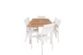 Panama matgrupp med 6 Santorini karmstolar 152/210x90 cm vit/teak