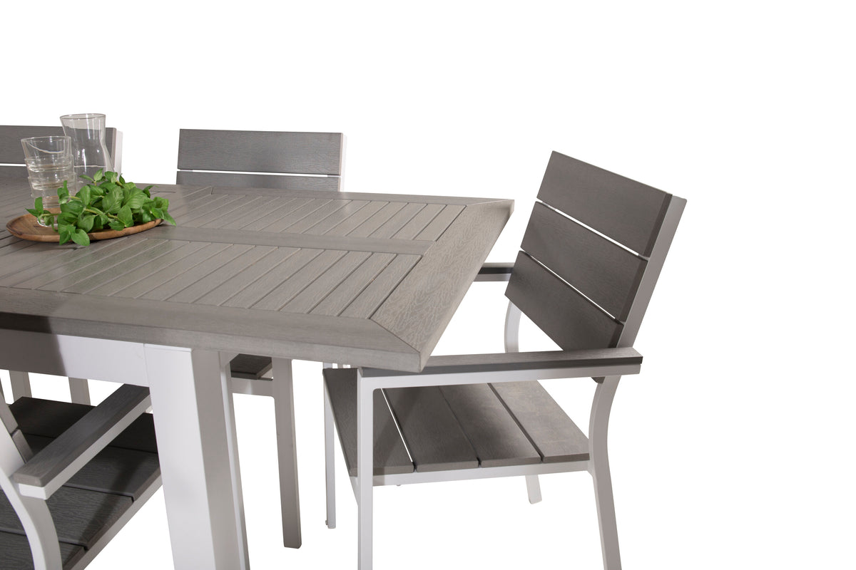 Albany matgrupp med Levels-stolar 152/210x90 cm vit/grå