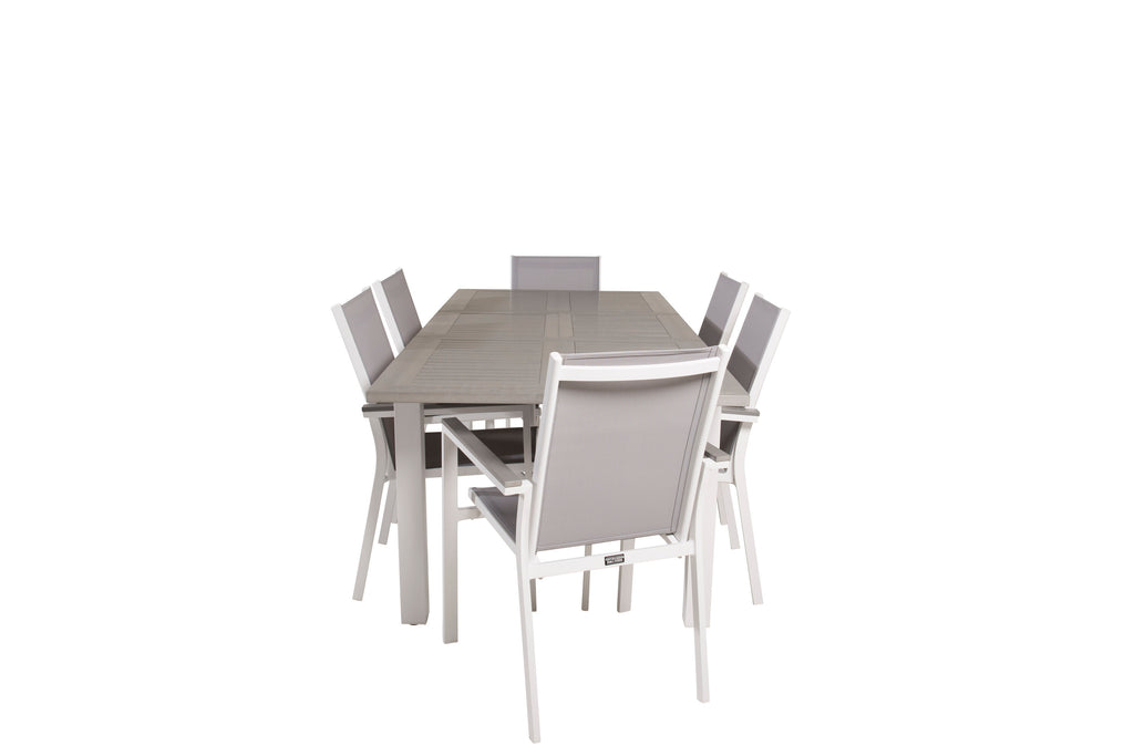Albany matgrupp med Parma karmstolar 152/210x90 cm vit/grå