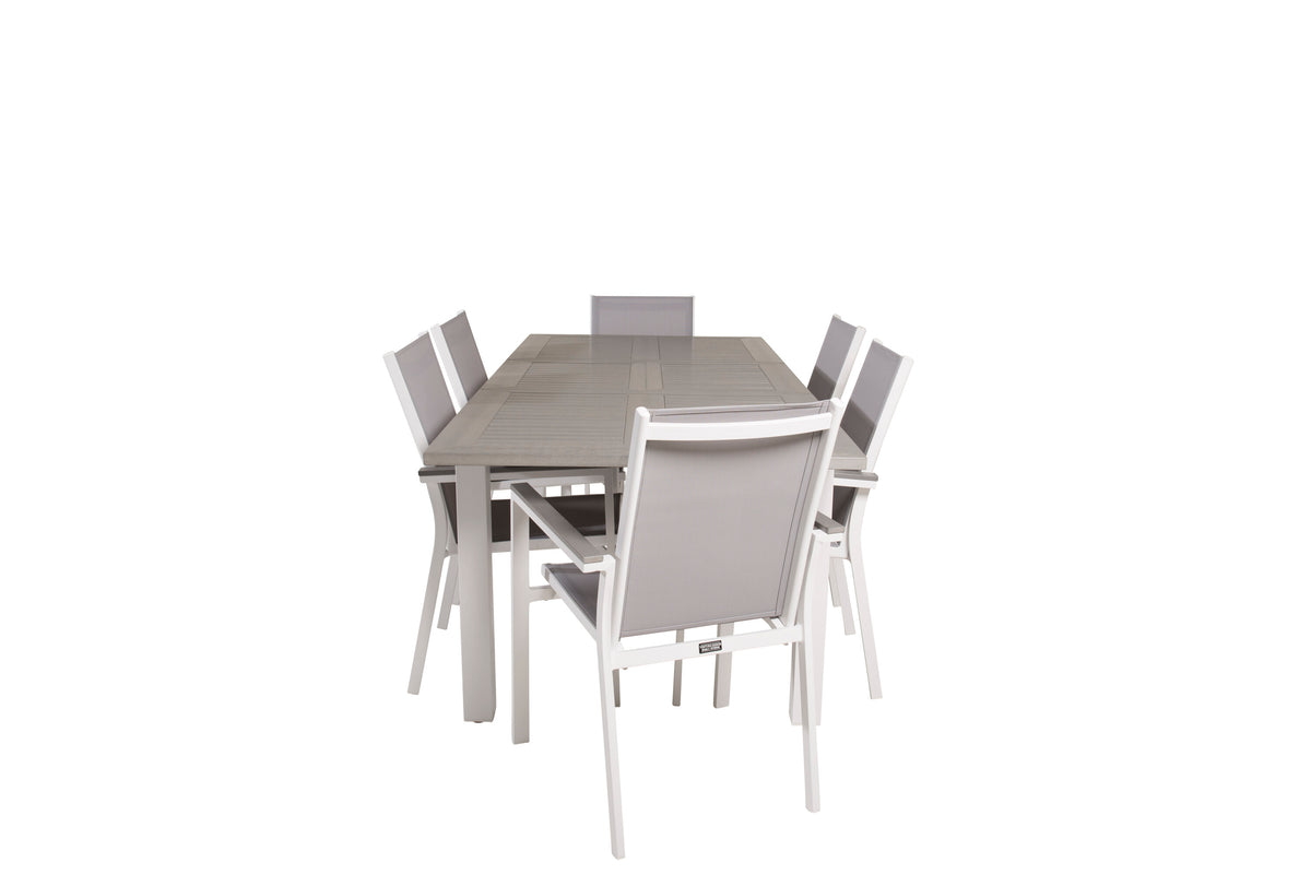 Albany matgrupp med Parma karmstolar 152/210x90 cm vit/grå