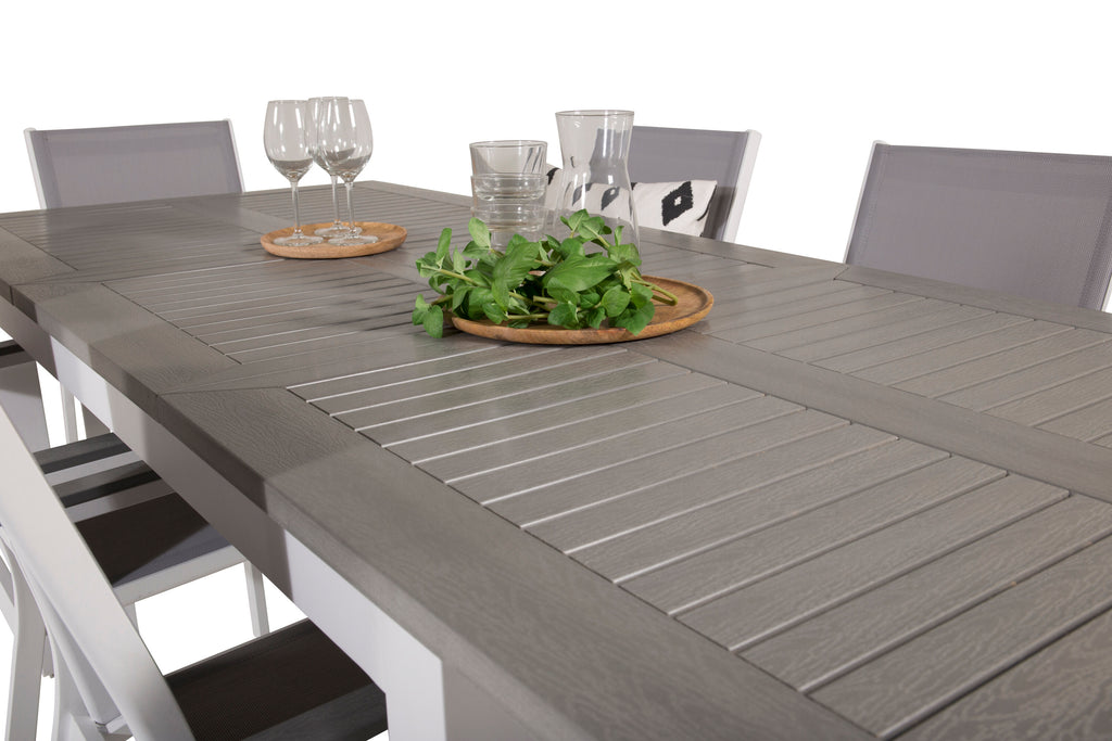 Albany matgrupp med Parma karmstolar 152/210x90 cm vit/grå