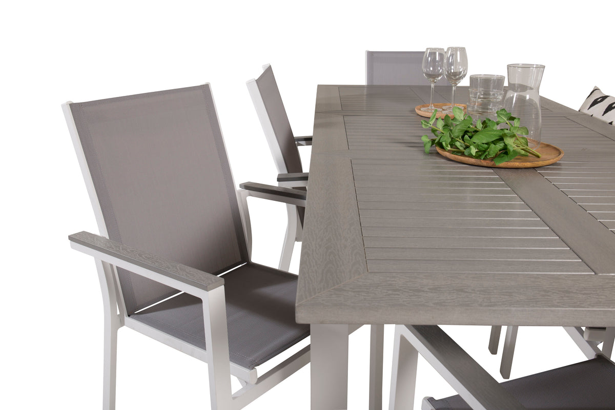 Albany matgrupp med Parma karmstolar 152/210x90 cm vit/grå