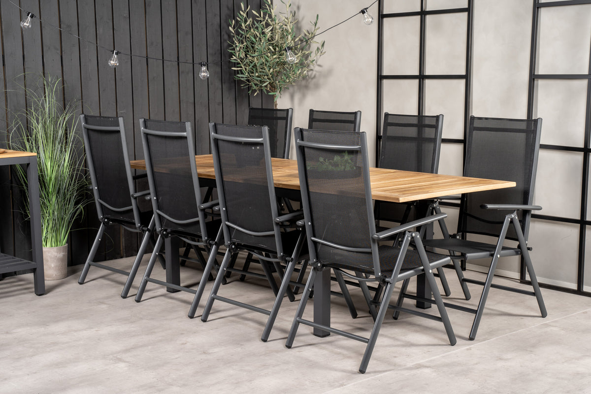 Panama matgrupp med Break-stolar 160/240x90 cm svart/teak
