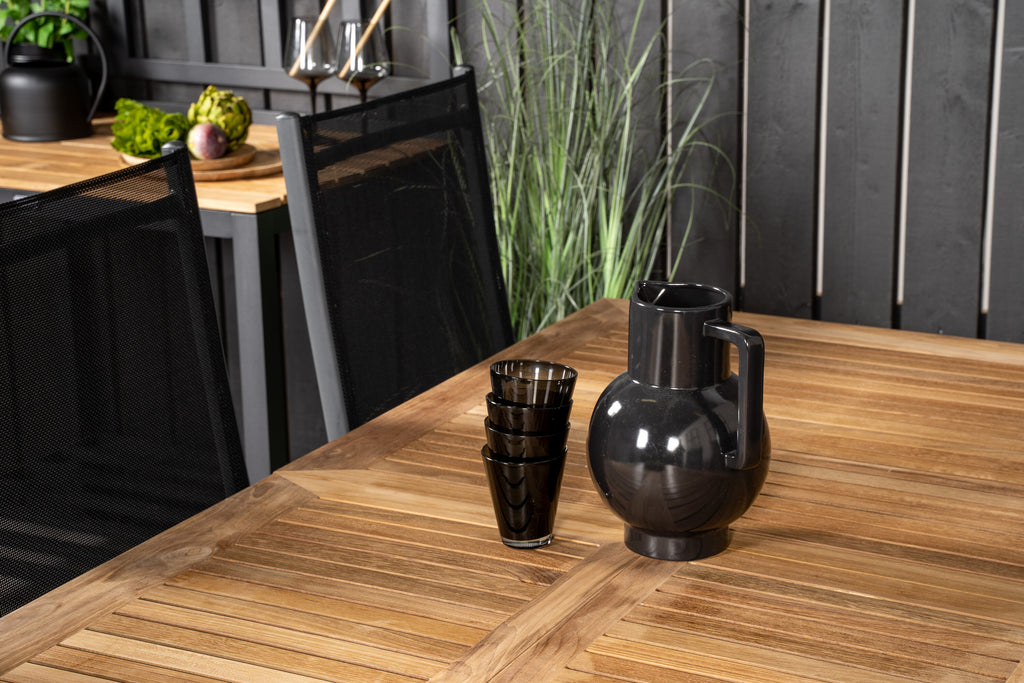 Panama matgrupp med Break-stolar 160/240x90 cm svart/teak