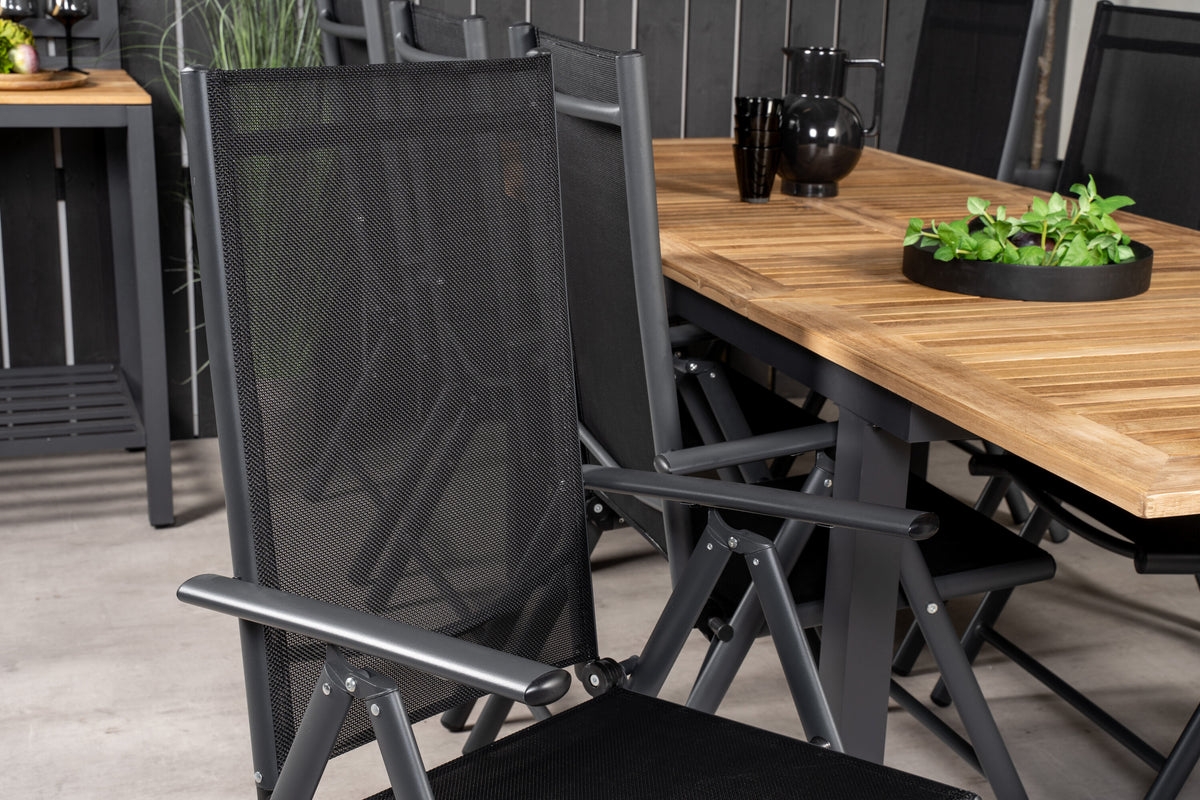 Panama matgrupp med Break-stolar 160/240x90 cm svart/teak