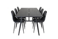 Sleek utdragbart matbord svart borstad 195*95 med 6 Polar matstolar svart/svart