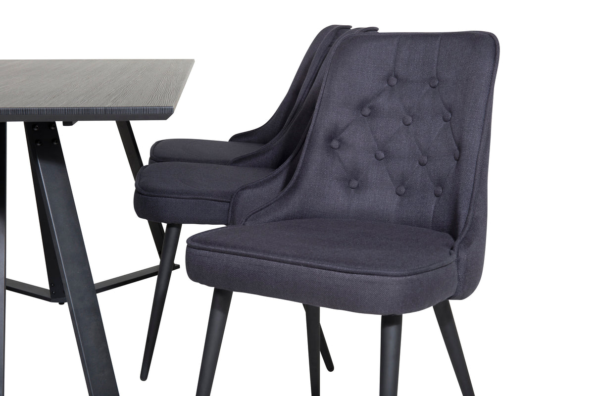 Marina matgrupp med 6 Velvet Deluxe-stolar svart med svart tyg