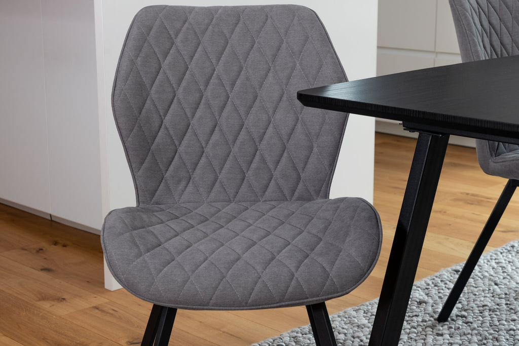 Inca utdragbart matbord svart med 4 Gemma Dining Chair grå tyg