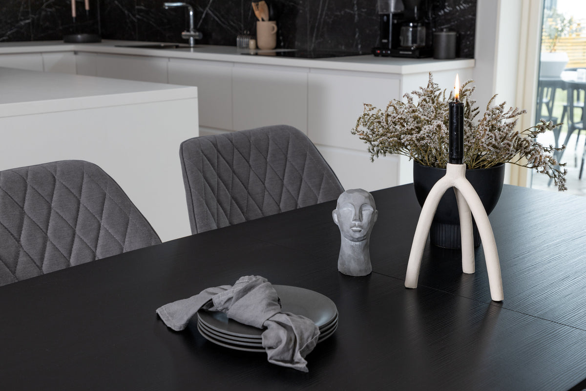 Inca utdragbart matbord svart med 4 Gemma Dining Chair grå tyg