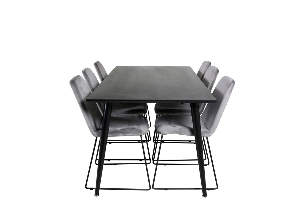 Dipp matgrupp med Muce-stolar 180x90 cm svart faner