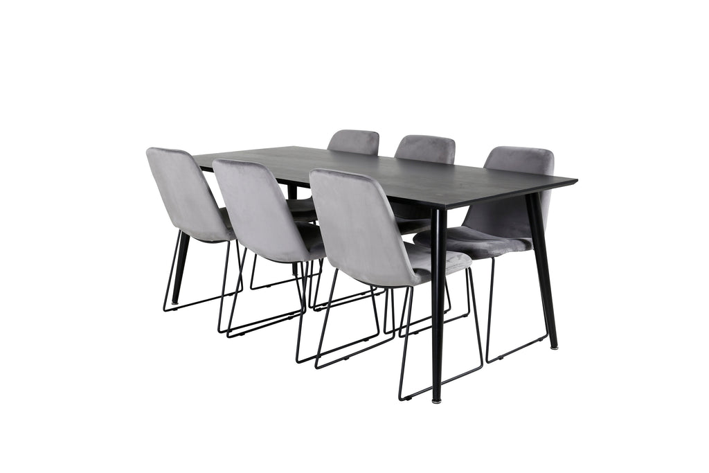 Dipp matgrupp med Muce-stolar 180x90 cm svart faner