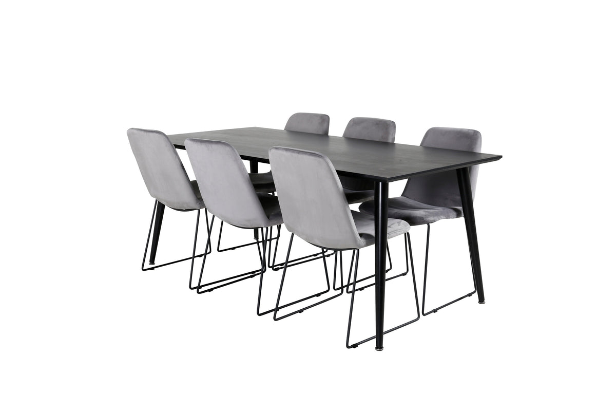 Dipp matgrupp med Muce-stolar 180x90 cm svart faner