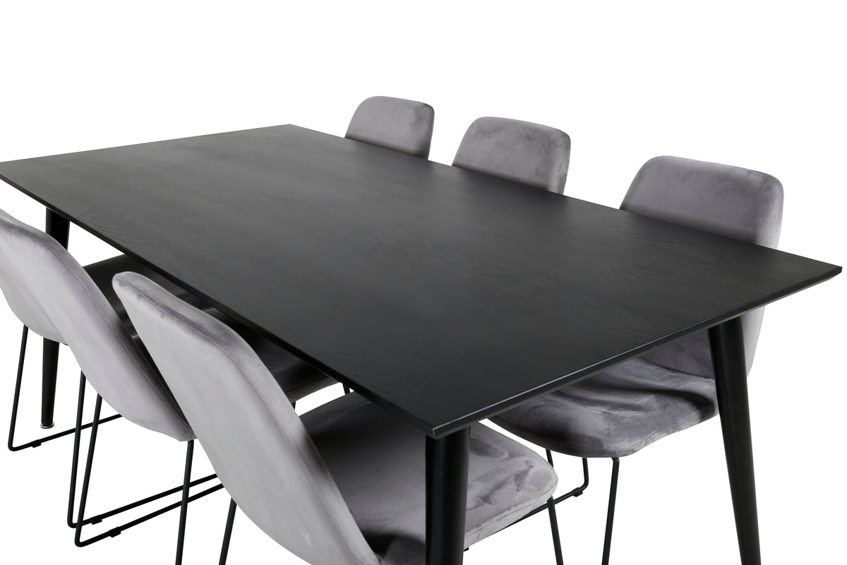 Dipp matgrupp med Muce-stolar 180x90 cm svart faner