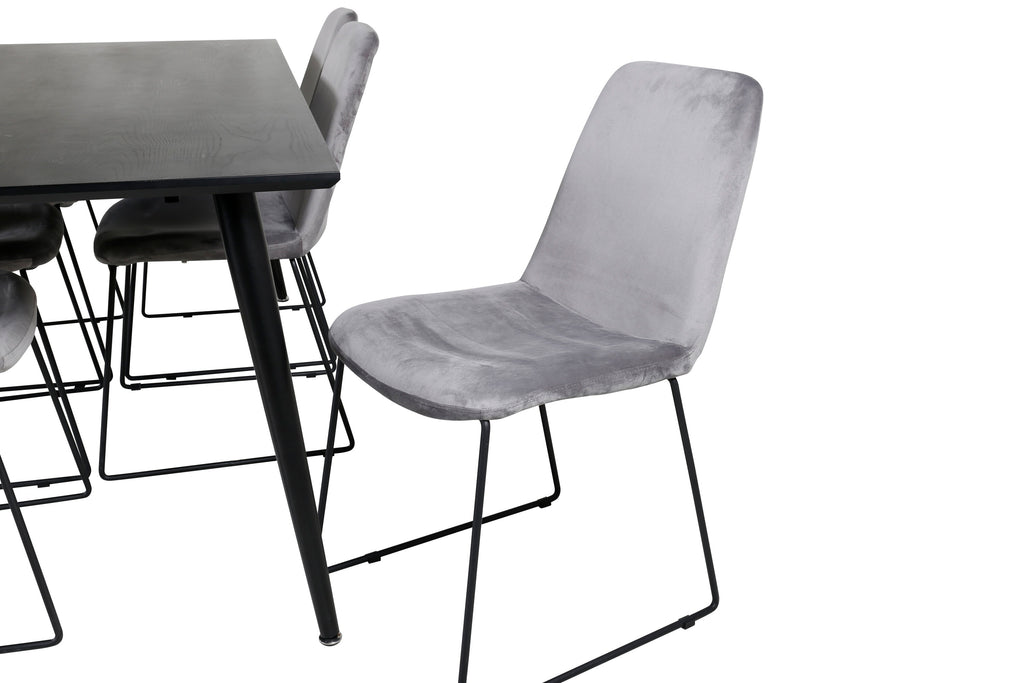 Dipp matgrupp med Muce-stolar 180x90 cm svart faner