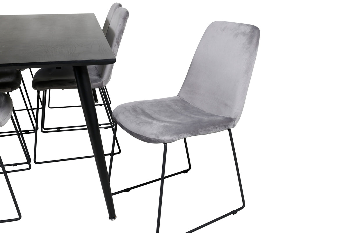 Dipp matgrupp med Muce-stolar 180x90 cm svart faner