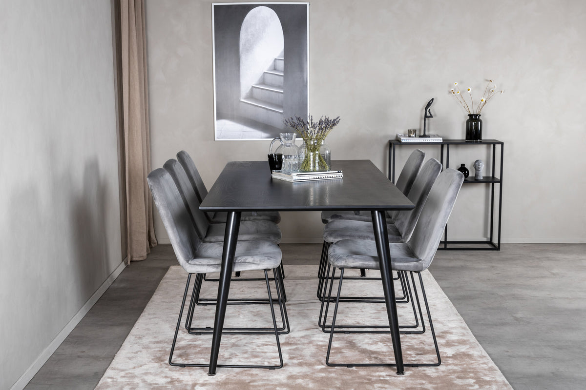 Dipp matgrupp med Muce-stolar 180x90 cm svart faner