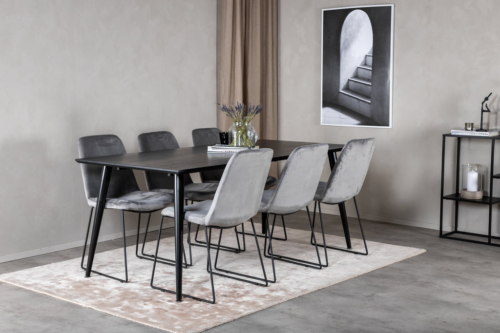 Dipp matgrupp med Muce-stolar 180x90 cm svart faner