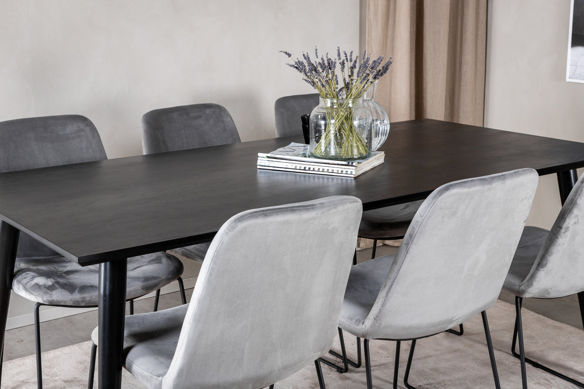Dipp matgrupp med Muce-stolar 180x90 cm svart faner