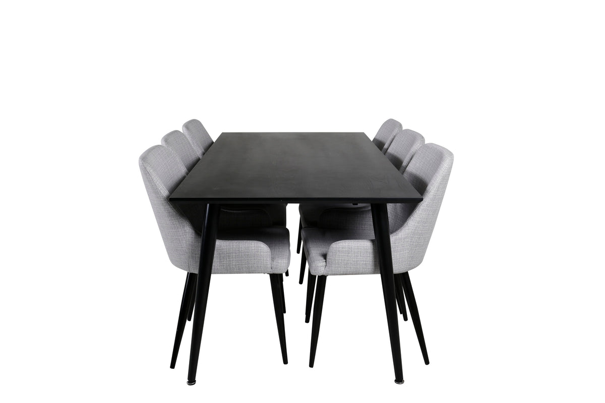 Dipp/Plaza matgrupp 180x90 cm svart faner