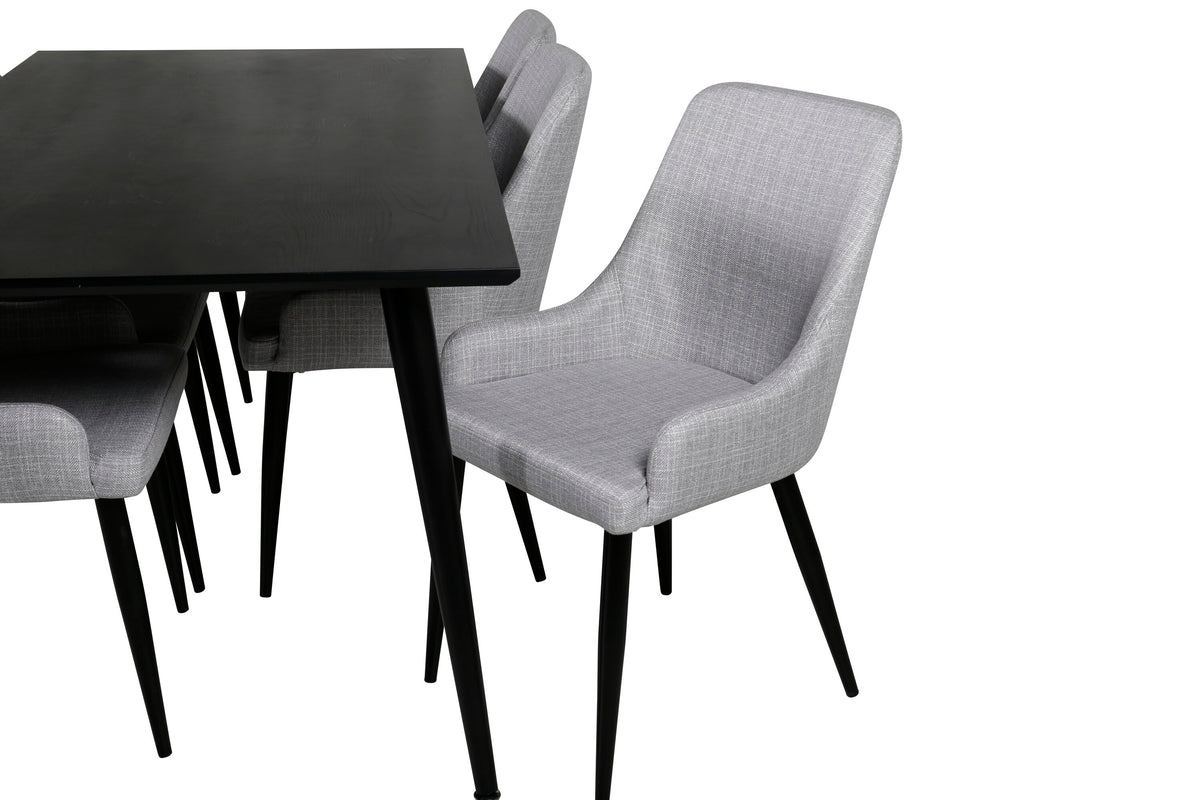 Dipp/Plaza matgrupp 180x90 cm svart faner