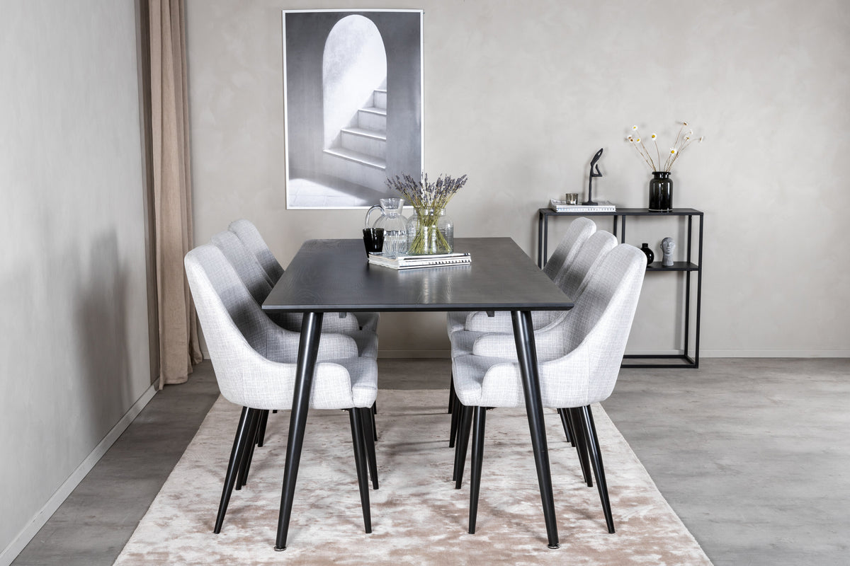 Dipp/Plaza matgrupp 180x90 cm svart faner