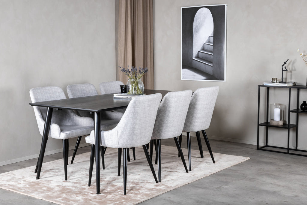 Dipp/Plaza matgrupp 180x90 cm svart faner