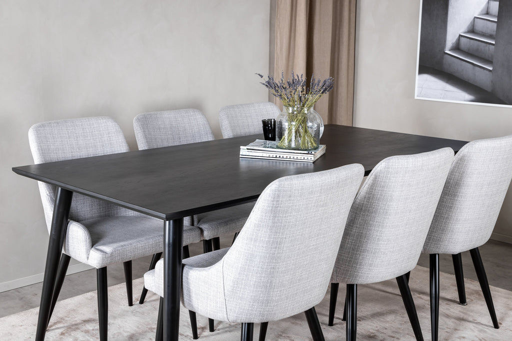 Dipp/Plaza matgrupp 180x90 cm svart faner