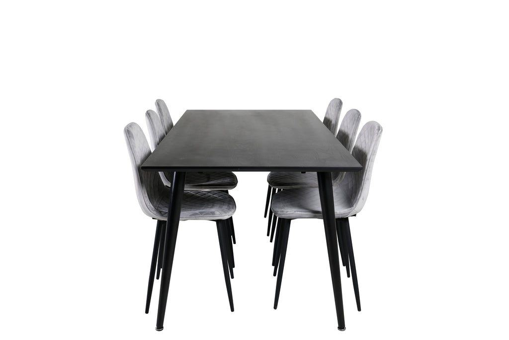 Dipp/Polar Diamond matgrupp 180x90 cm svart faner/grå sammet