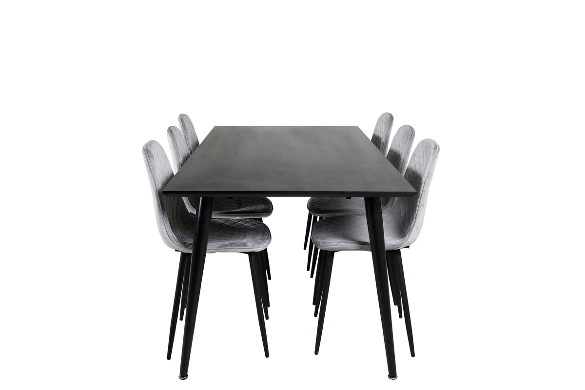 Dipp/Polar Diamond matgrupp 180x90 cm svart faner/grå sammet