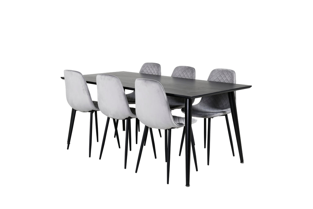 Dipp/Polar Diamond matgrupp 180x90 cm svart faner/grå sammet