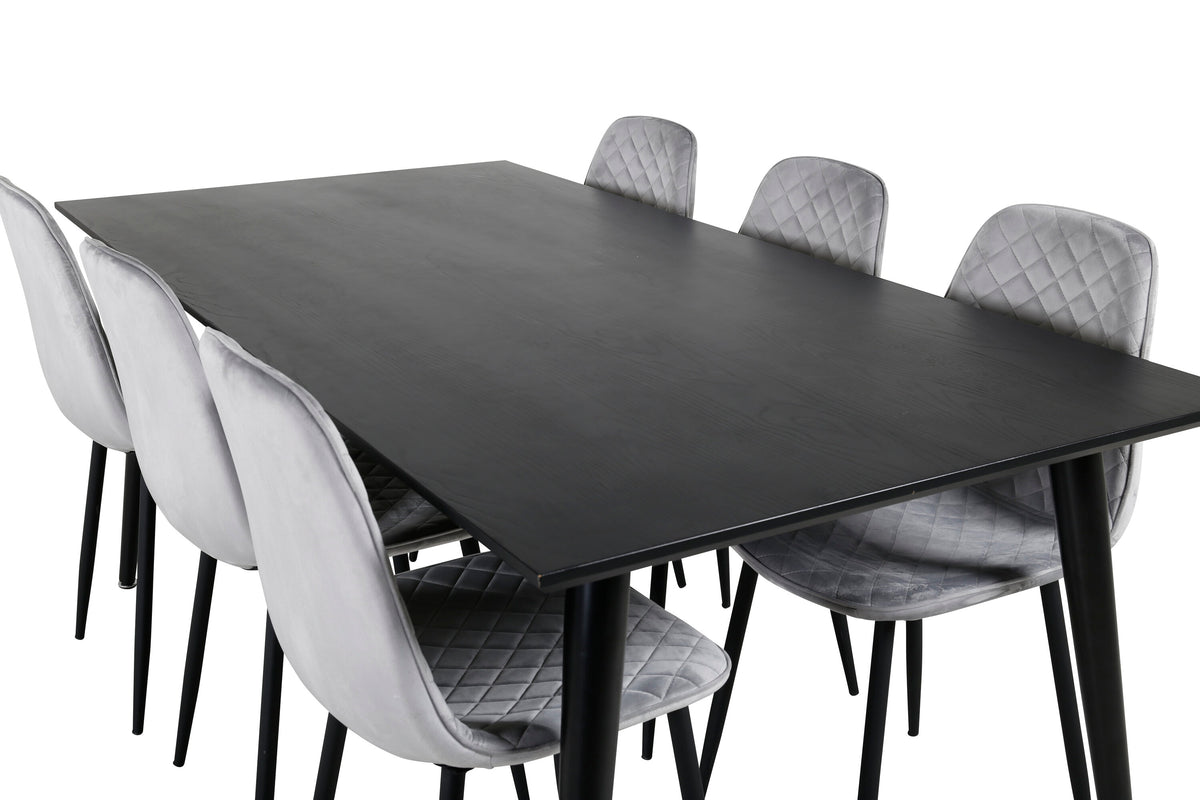 Dipp/Polar Diamond matgrupp 180x90 cm svart faner/grå sammet