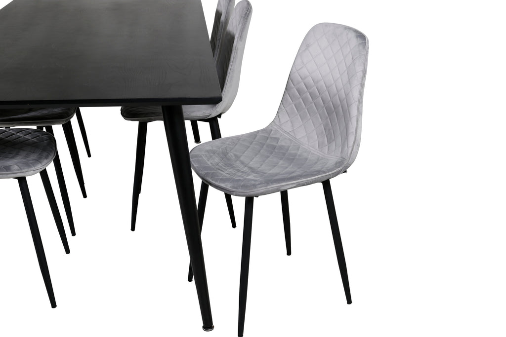 Dipp/Polar Diamond matgrupp 180x90 cm svart faner/grå sammet