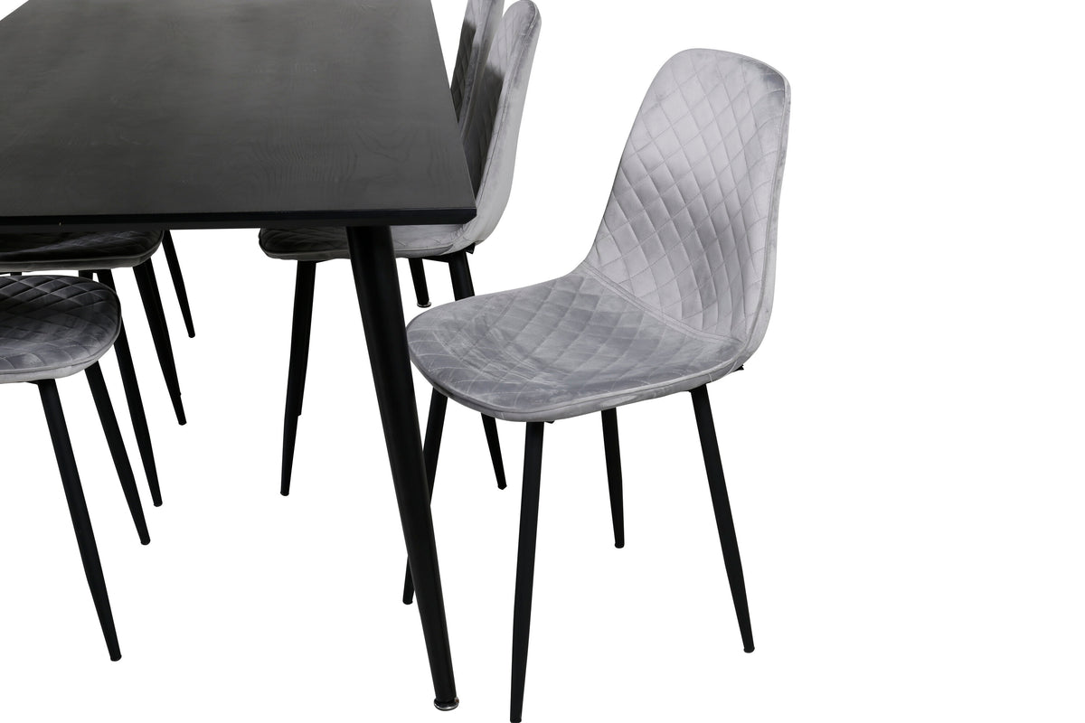 Dipp/Polar Diamond matgrupp 180x90 cm svart faner/grå sammet