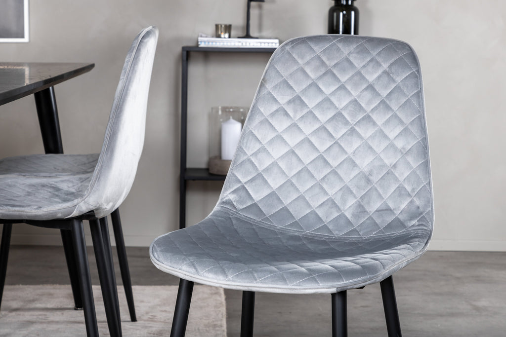 Dipp/Polar Diamond matgrupp 180x90 cm svart faner/grå sammet