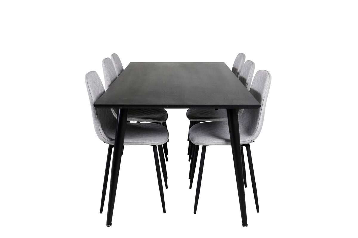 Dipp/Polar Diamond matgrupp 180x90 cm svart faner/grått tyg