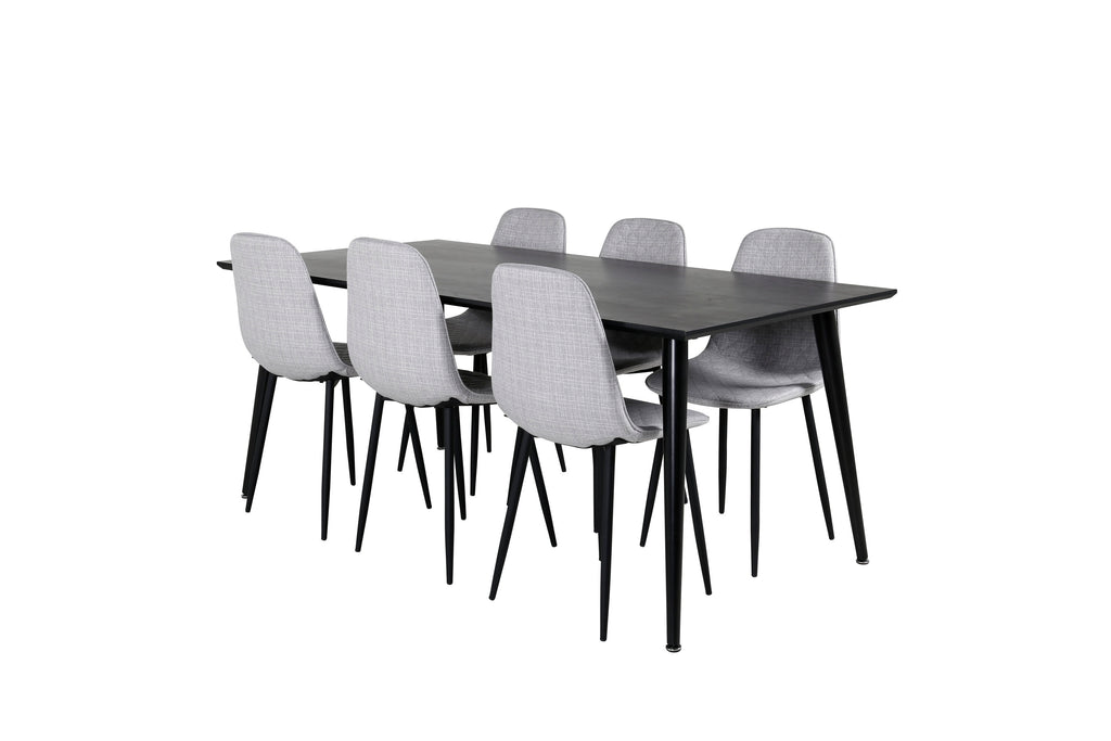 Dipp/Polar Diamond matgrupp 180x90 cm svart faner/grått tyg