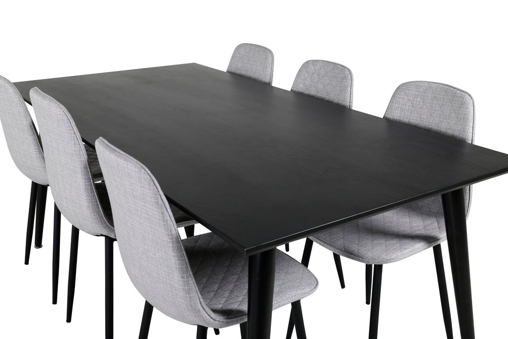 Dipp/Polar Diamond matgrupp 180x90 cm svart faner/grått tyg